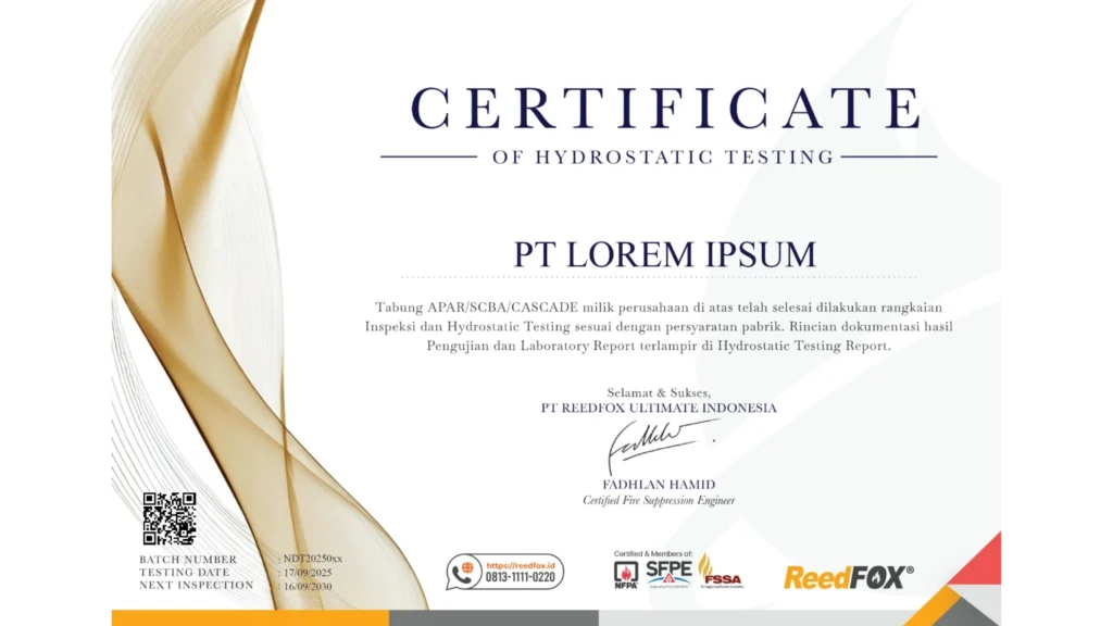 Hydrotest Certificate