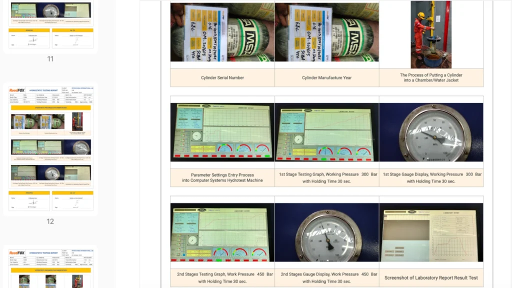 Single Sheet Testing Report Hydrotest Tabung SCBA